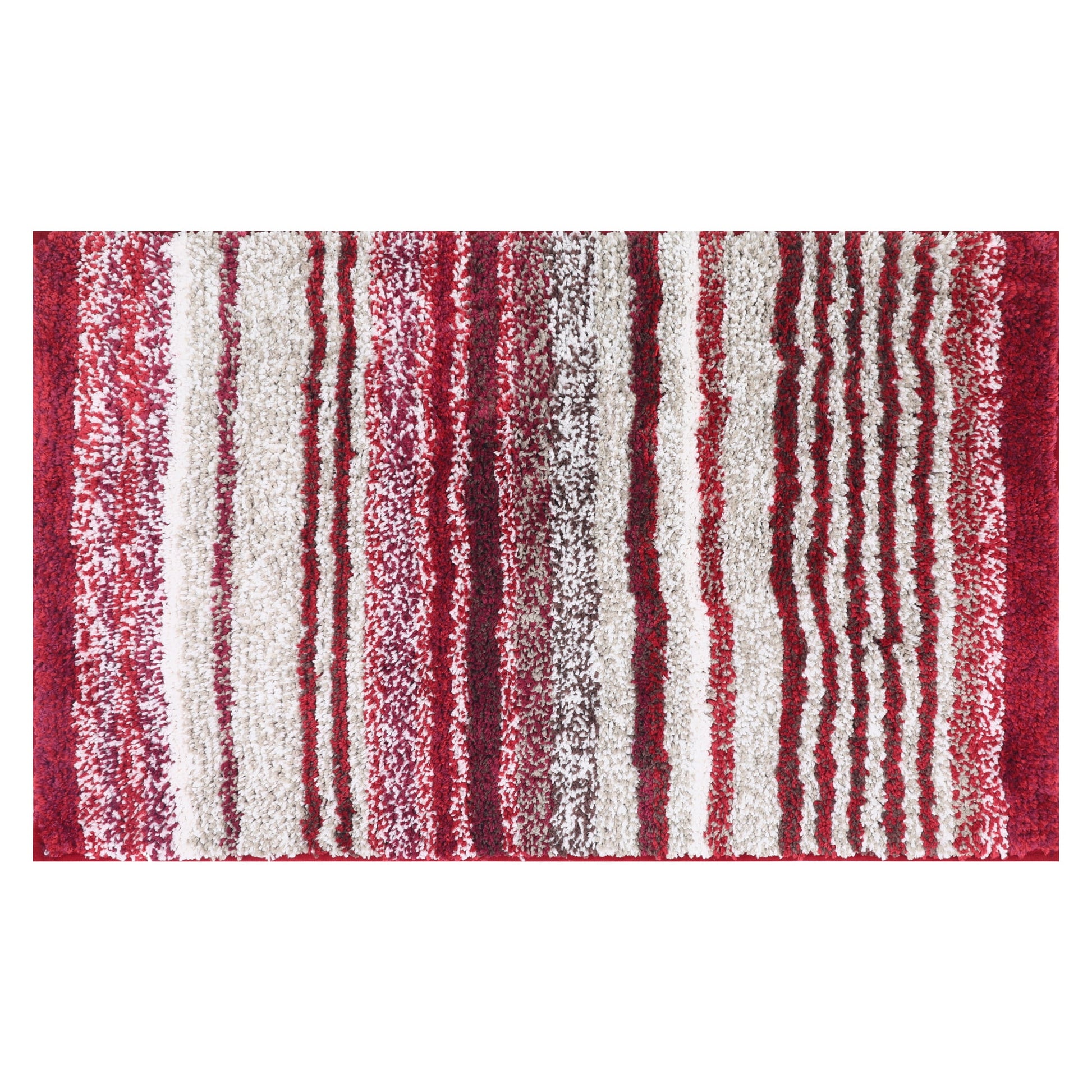 Unique Bargains Striped Bathroom Mat Soft Non-Slip Quick Dry Bath Rugs Brown 16" x 24"