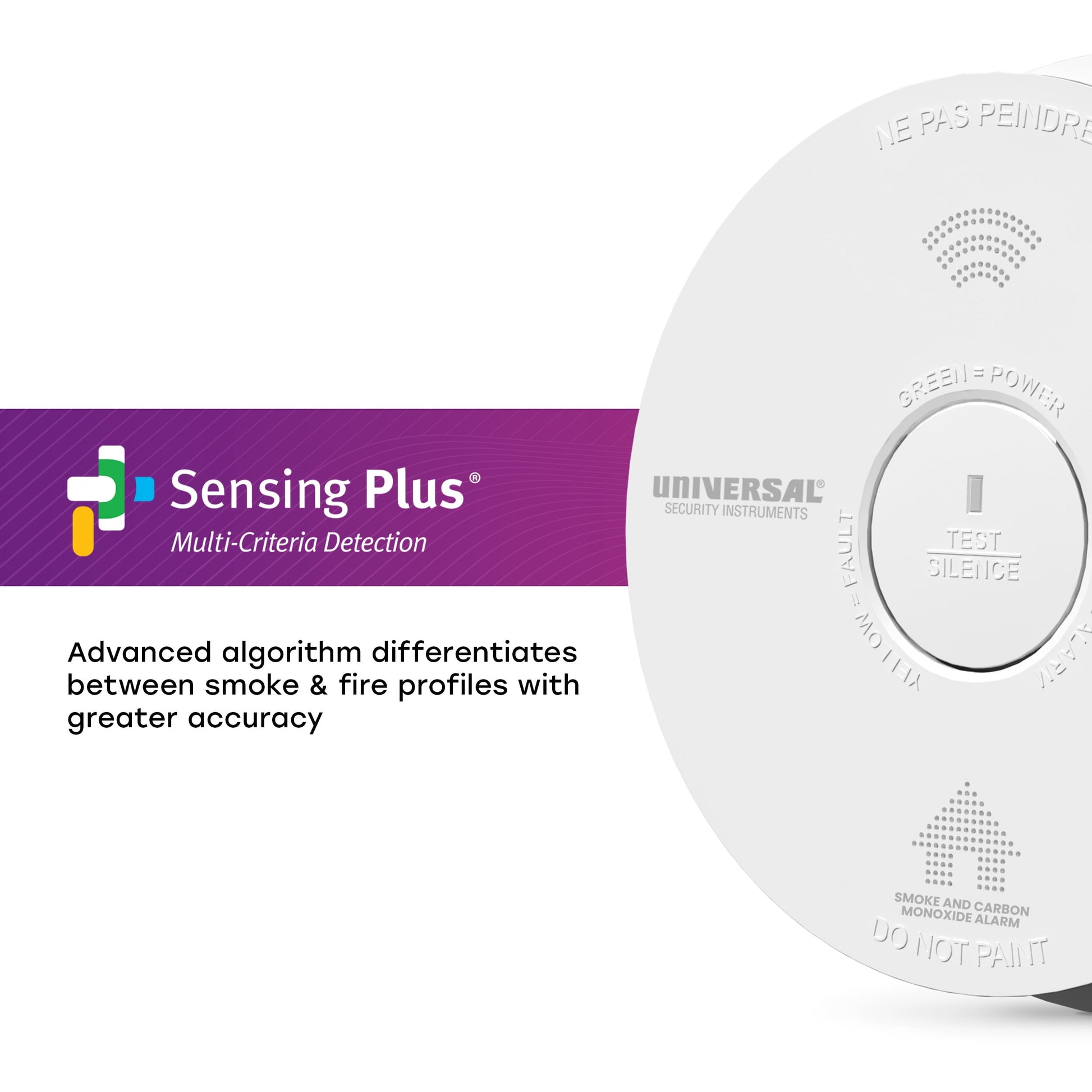 Universal Security Instruments Hardwire Smoke, Fire, Carbon Monxide Alarm, with 10-Year Battery Backup