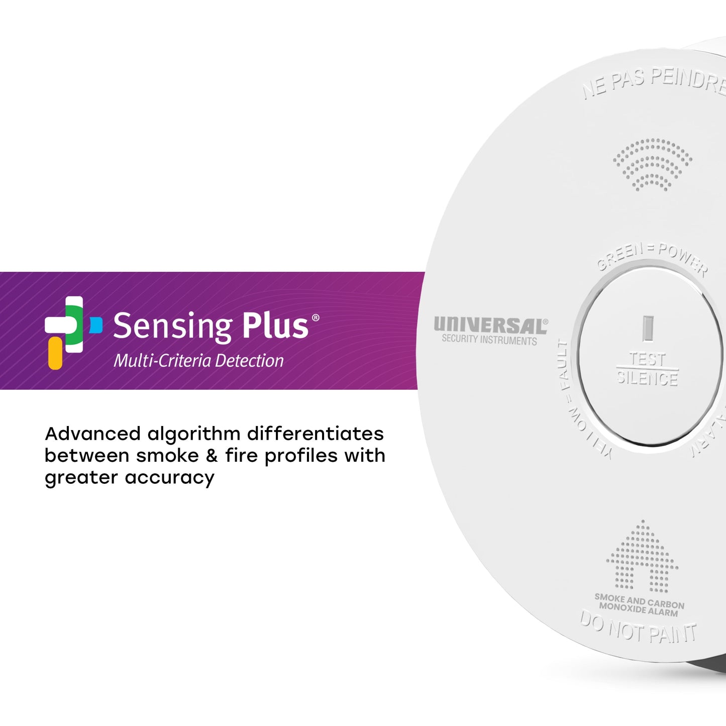 Universal Security Instruments Hardwire Smoke, Fire, and Carbon Monoxide Alarm with Battery Backup and Voice Alerts