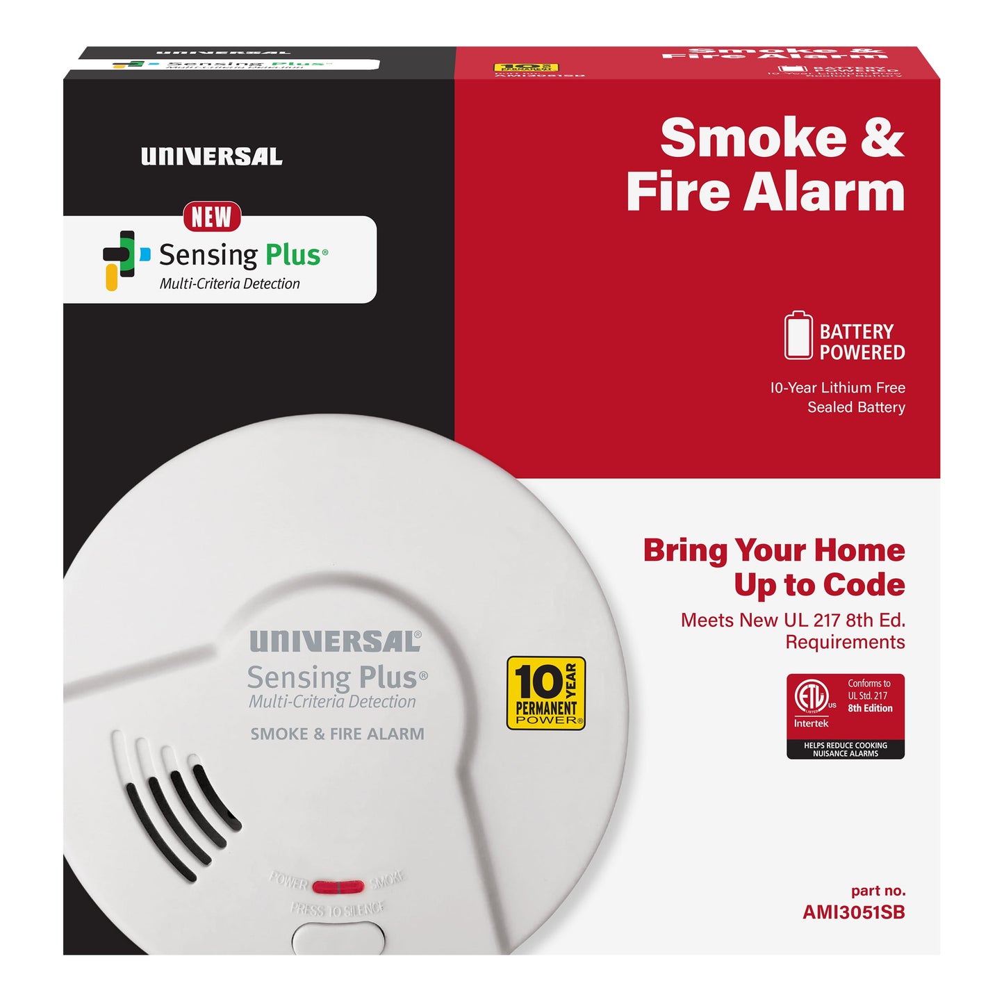 Universal Security Instruments Inc Sensing Plus, Alarma de Humo y Incendio, DetecciÃ³n de MÃºltiples Criterios, con BaterÃ­a Sellada de 10 AÃ±os