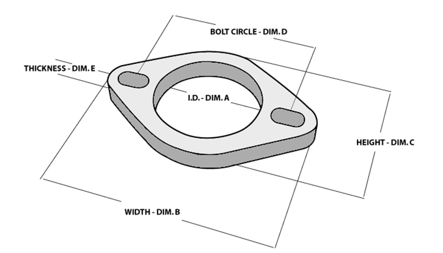 Vibrant Performance 1472S VIB1472S 2-BOLT STAINLESS STEEL FLANGE (2.5IN I.D.) - SINGLE FLANGE, RETAIL PACKED