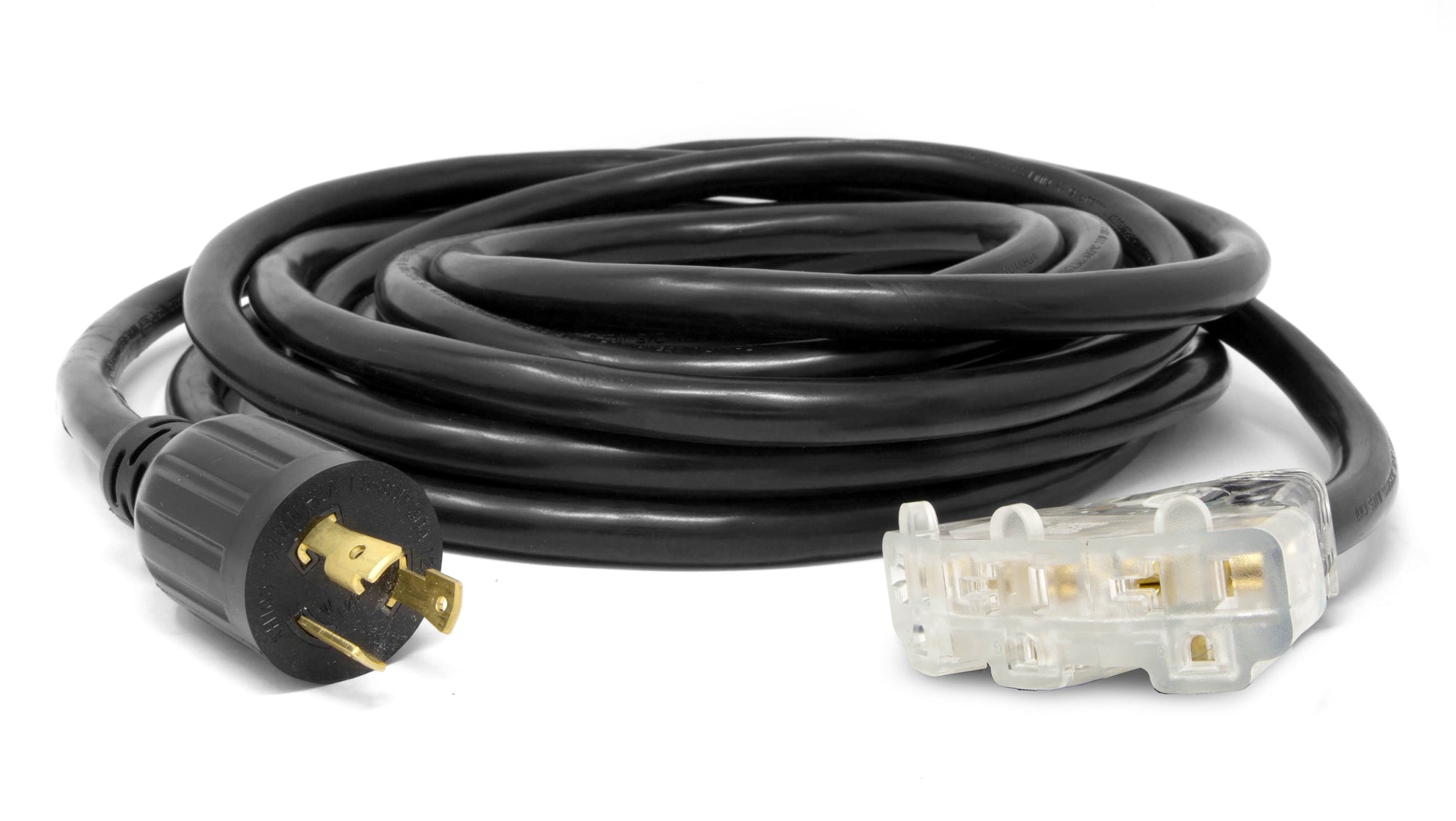 WEN 25 ft. 30-Amp 10-Gauge SJTW Fan-Style 10/3 Generator Extension Cord (converts L5-30R to three 5-20R outlets)