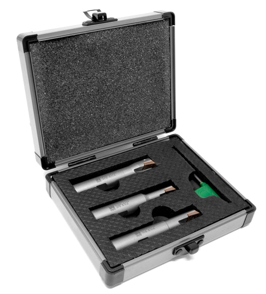 WEN 3-Piece 90-Degree Square Shoulder Indexable Carbide End Mill Set with Aluminum Storage Case