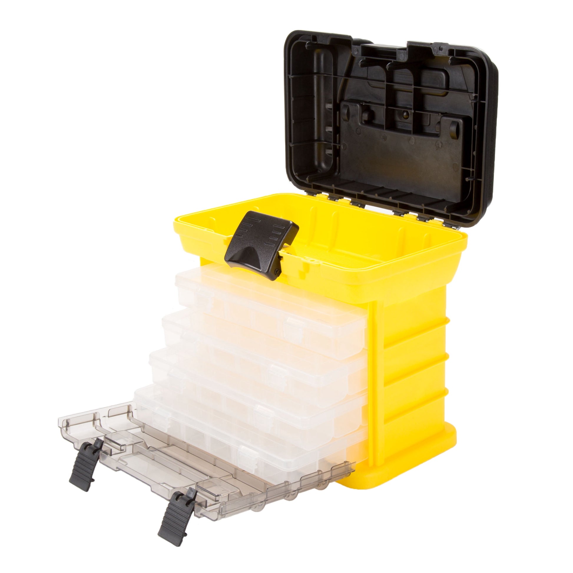Stalwart Small Parts Organizer Box for Hardware, Tackle, or Crafts, Yellow