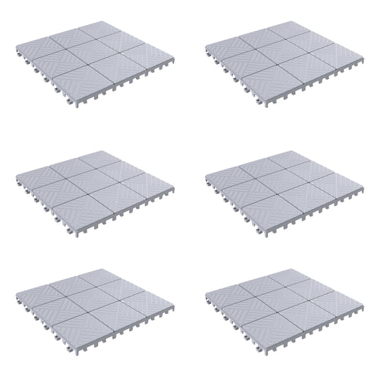 Pure Garden 6-Pack Polypropylene Interlocking Deck Tiles for Outdoors, Gray