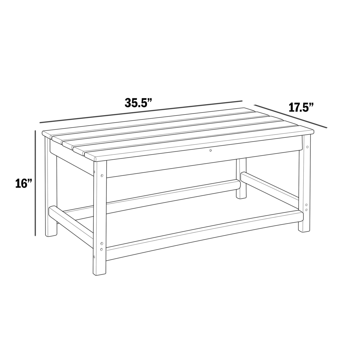 Westin Outdoor 35" Inch Adirondack Coffee Table for Patio Backyard UV Weather Resistant HDPE Plastic, Turquoise
