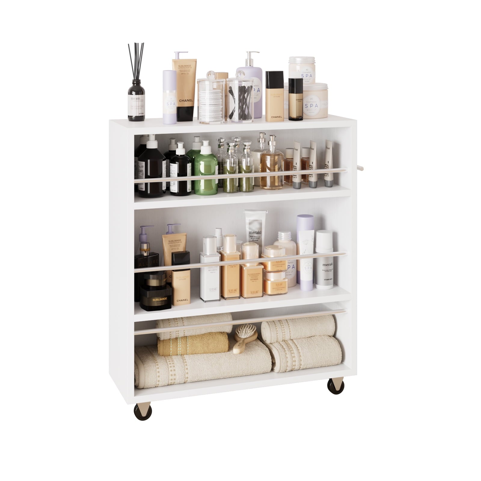 Wonline Carrito Rodante de Almacenamiento Moderno y Delgado con Organizador de EstanterÃ­a Ajustable de 3 Niveles para Cocina, BaÃ±o, Cuarto de Lavado (Blanco)