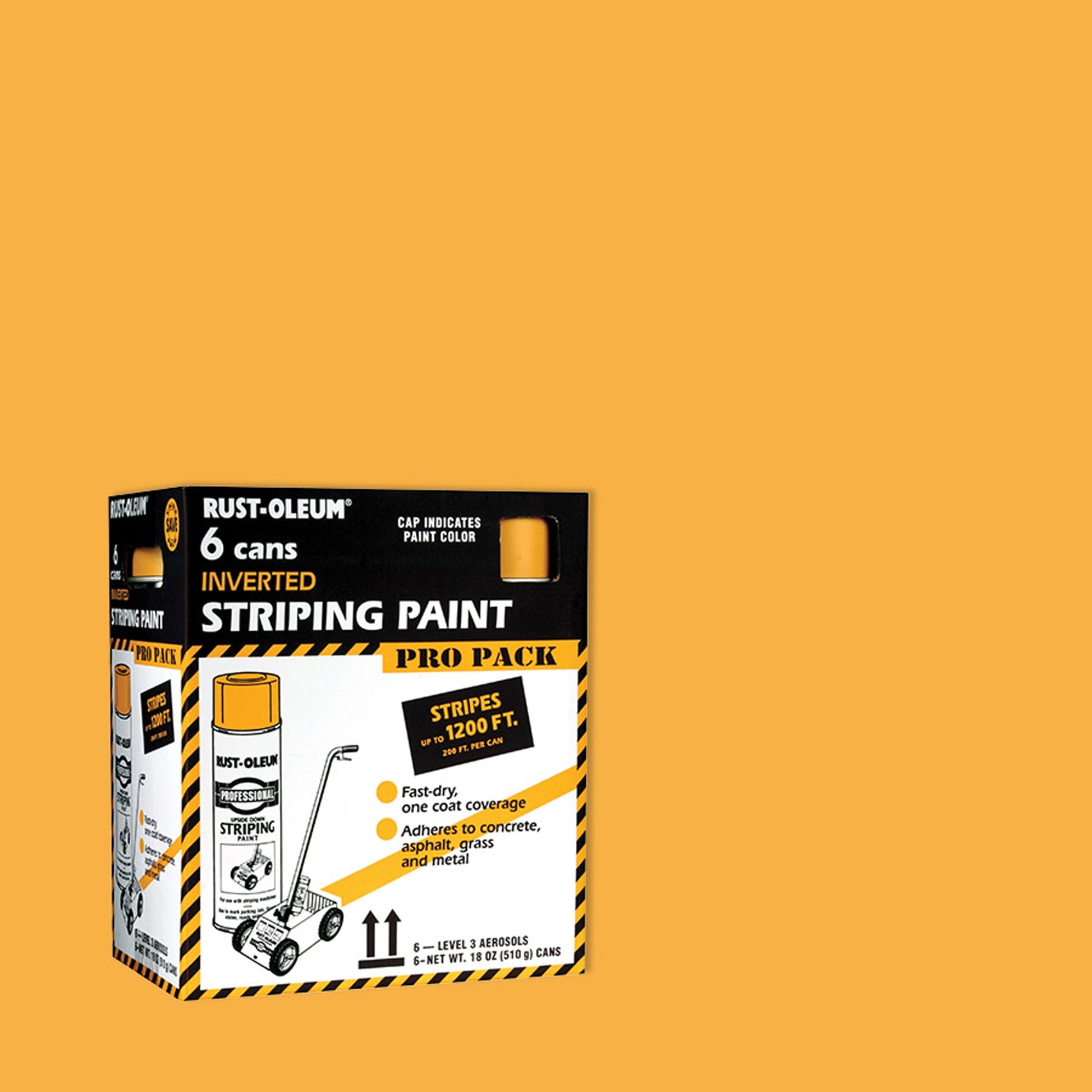 Yellow, Rust-Oleum Professional Flat Striping Paint Spray- P2548849, 18 oz.- 1 Pack
