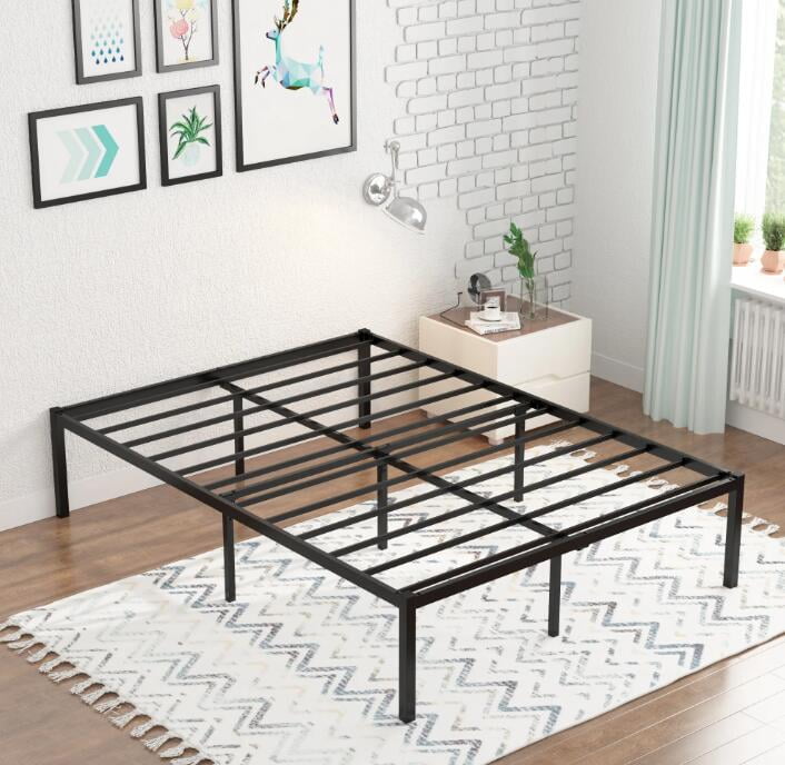Yoneston Heavy Duty King Size 14" Metal Platform Bed Frame with Under-Bed Storage No Box Spring Required, Black