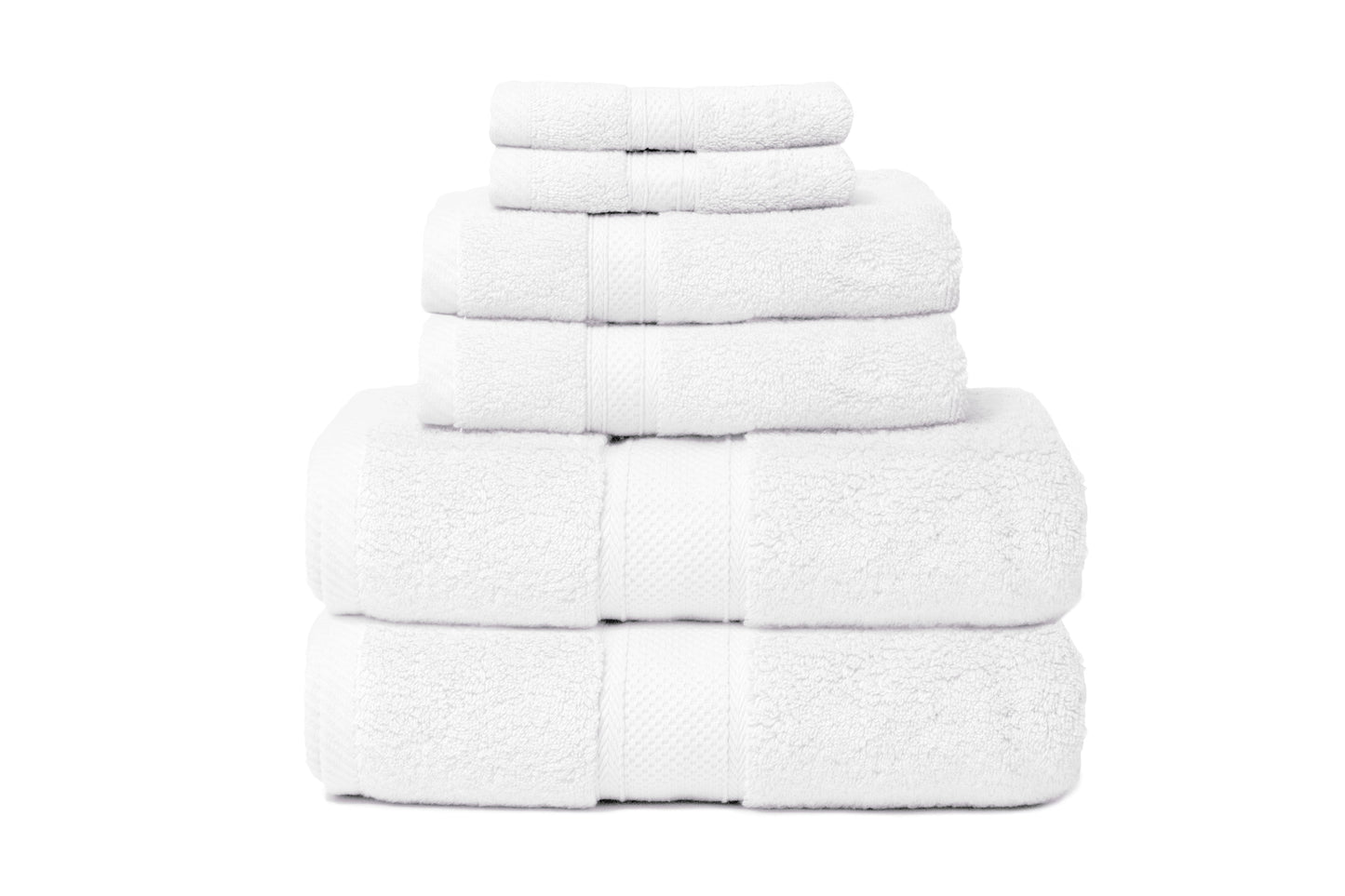 Zero Twist Hotel 6-Piece 100% Cotton Bath Hand Wash Towel Set, White