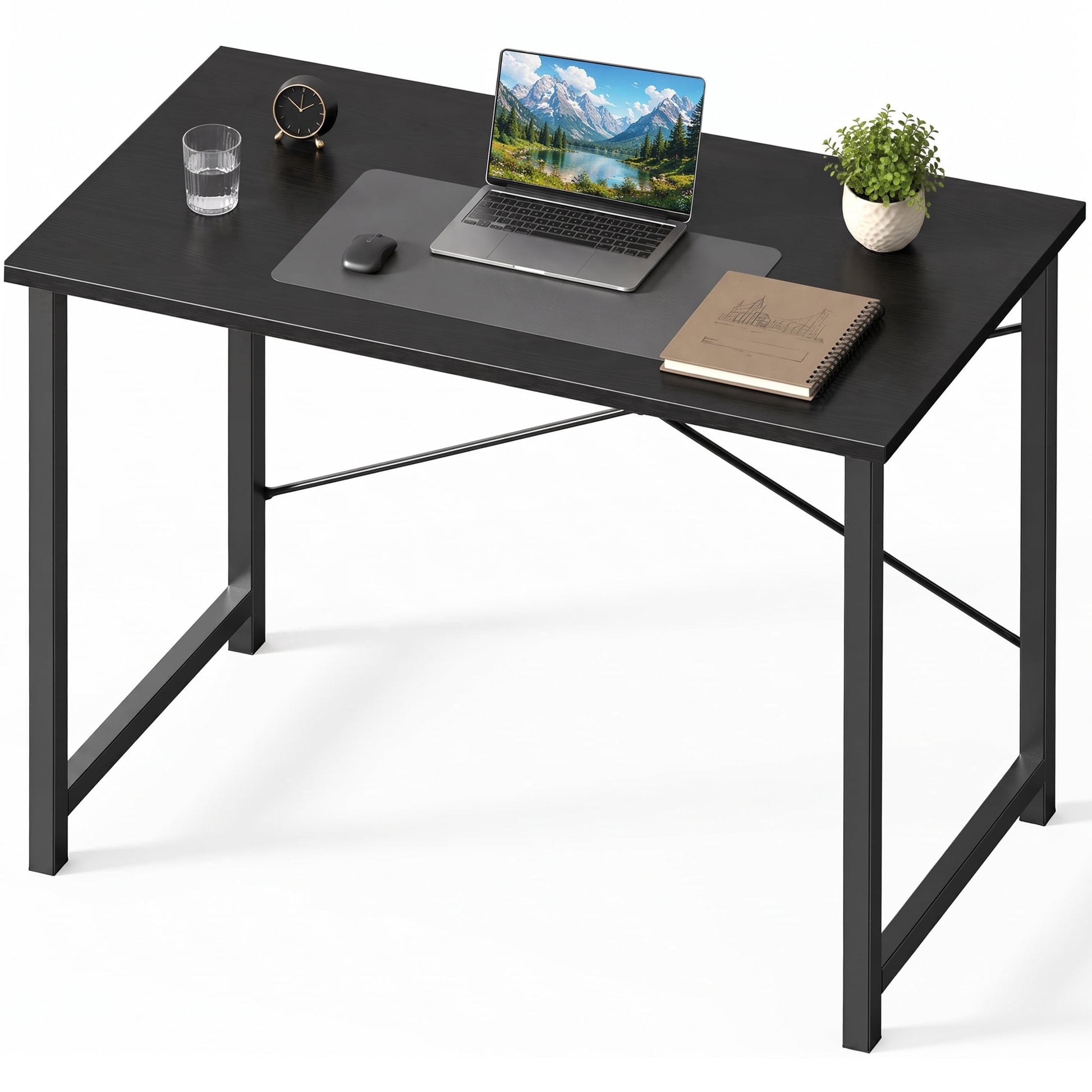 edx 40 inch Computer Desk Modern Writing Desk, Industrial Office Desk, Office Table for Small Spaces,Sturdy Laptop Table for Home Office, Black