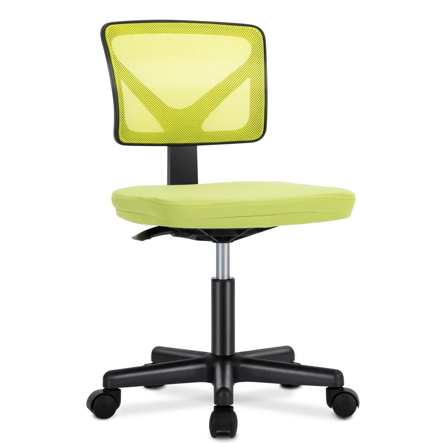 edx Home Office Desk Chair, Armless Mesh Computer Chair for Small Space, Swivel Adjustable Low Back for Teens/Adults, Green