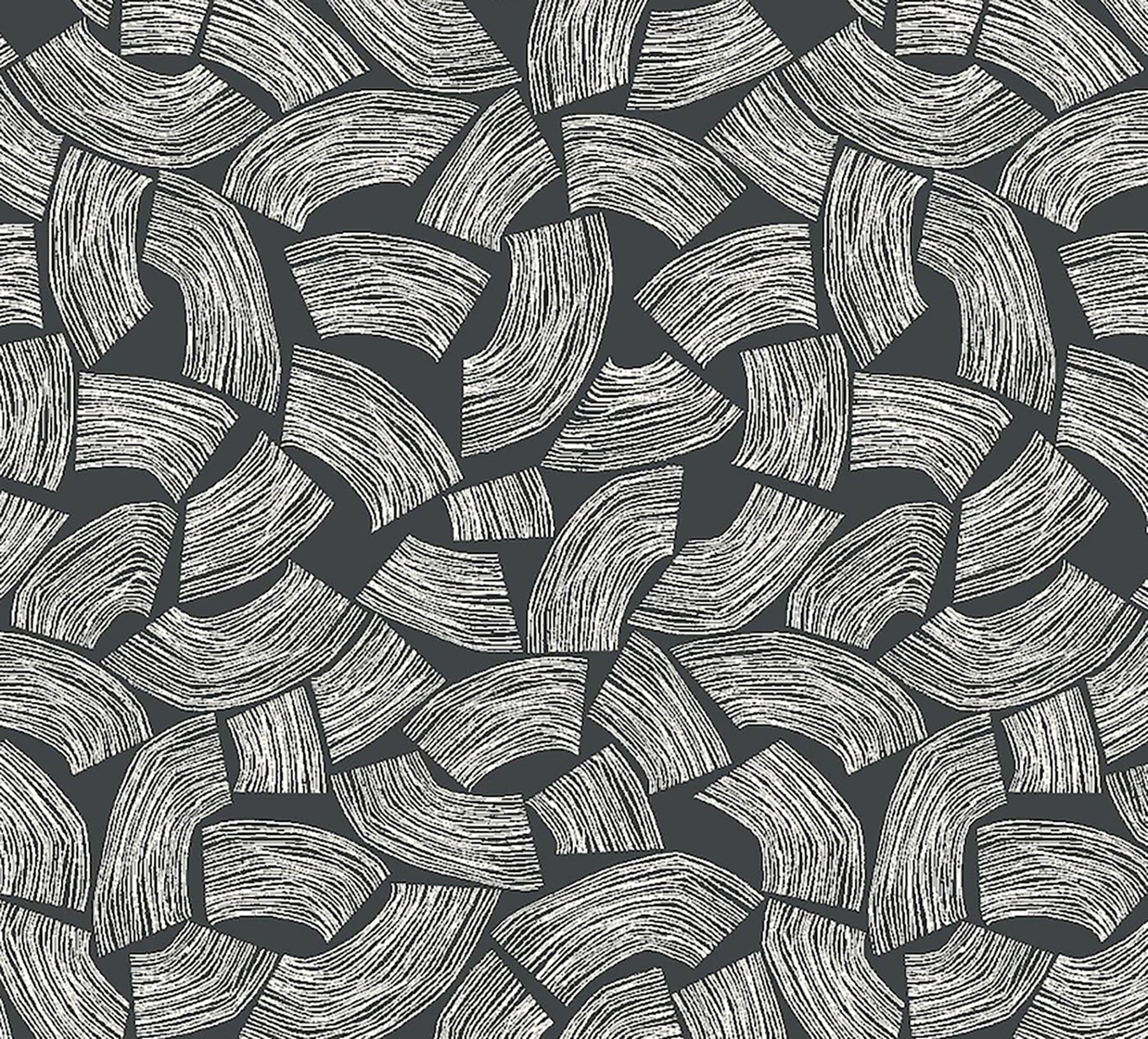 ohpopsi Elements Black Scribbled Arches Unpasted Non Woven Wallpaper, 19.7-in by 33-ft., 54.2 sq. ft.